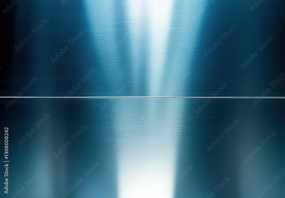 Poster smooth metallic surface with reflective qualities and soft light gradient creating an abstract blue 