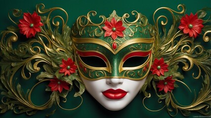 Ornate Brazilian carnival mask with a symmetrical design
