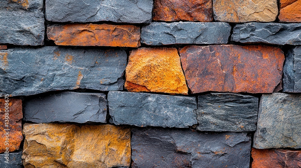 Poster detailed stone wall surface with varying color and texture. for building projects
