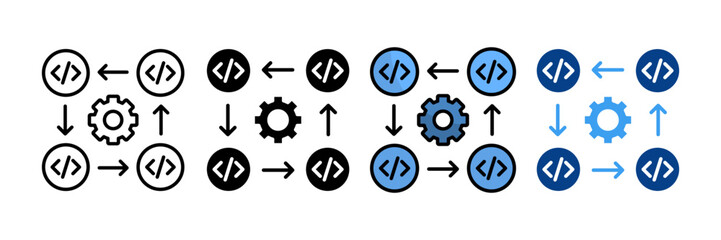 Code Dependency  Icon Set Multiple Style Collection