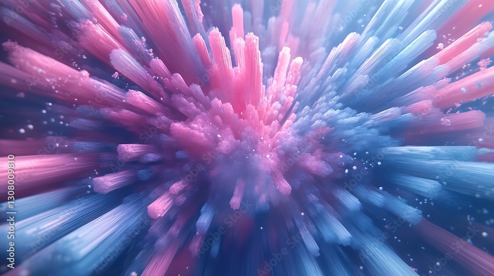 Poster 3d render of colorful deatailed shape. dynamic futuristic background.