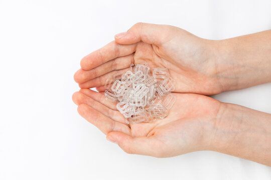 Handful of plastic pieces for making bras - Plastic accessories for making bras