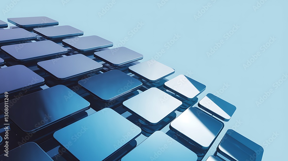 Poster dynamic background with glass and plastic shapes. 3d rendering illustration.
