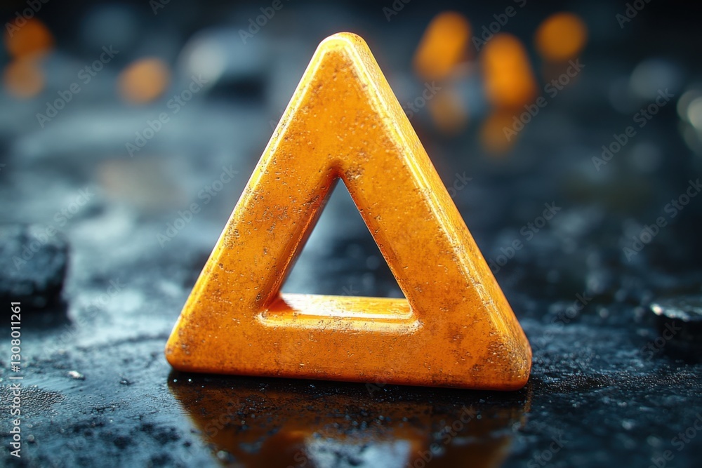 Poster abstract triangle on a textured surface reflecting light with a gritty aesthetic geometric form with
