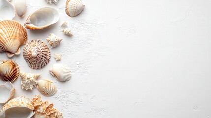 clam and nearby seashells, highlighting their natural textures and the seafood charm