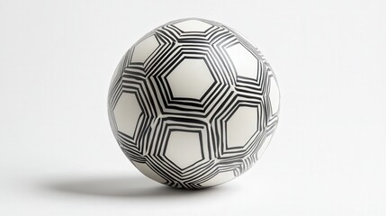detailed classic black and white soccer ball, highlighting its classic hexagonal and pentagonal panels
