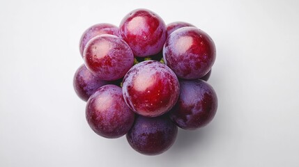 Red grapes cluster on white background