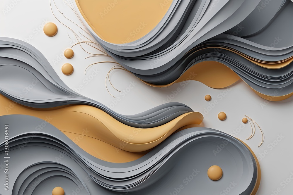 Poster modern branding with engaging abstract design in honey and misty gray swashes for aesthetic backgrou