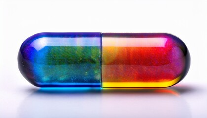 semitransparent capsule with rainbow colors