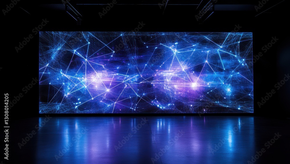 Poster stunning abstract digital background with glowing dots and lines depicting interconnected network st