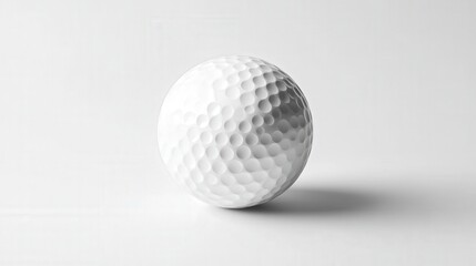 isolated white dimpled golf ball, showcasing its textured surface and classic design
