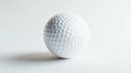 isolated white dimpled golf ball, showcasing its textured surface and classic design