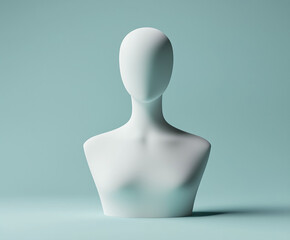 Simple 3D Upper Body Figure with a Soft and Rounded Design Isolated on a Solid Background