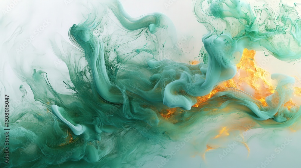 Poster green smoke transforming into captivating flame patterns, adding a magical and mystical quality to t
