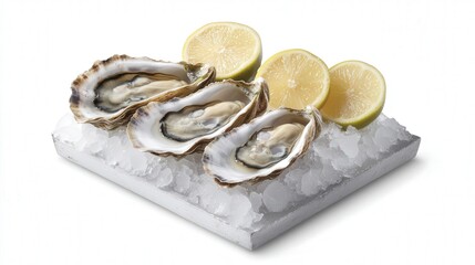 fresh oysters displayed on a bed of ice, highlighting their natural freshness and unique invertebrate characteristics