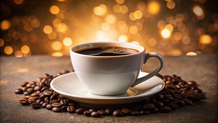 Aromatic Black Coffee in White Cup - Morning Beverage Stock Photo