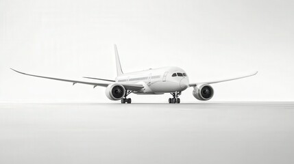 modern commercial airplane making a smooth landing, with clear details