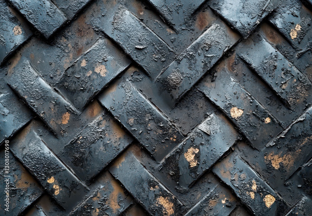 Poster textured background of weathered and rusted metal plates arranged in a diagonal pattern showcasing b
