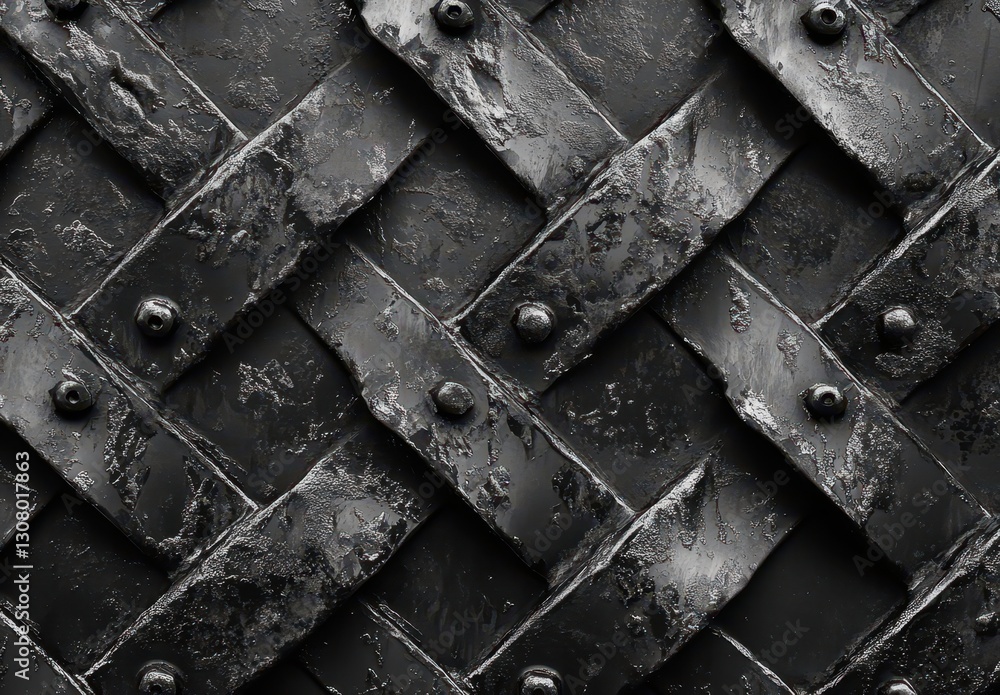 Aufkleber textured black leather background featuring interwoven straps and decorative studs creating a unique