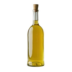 clear glass bottle filled with yellow liquid, featuring cork stopper, ideal for culinary or decorative use