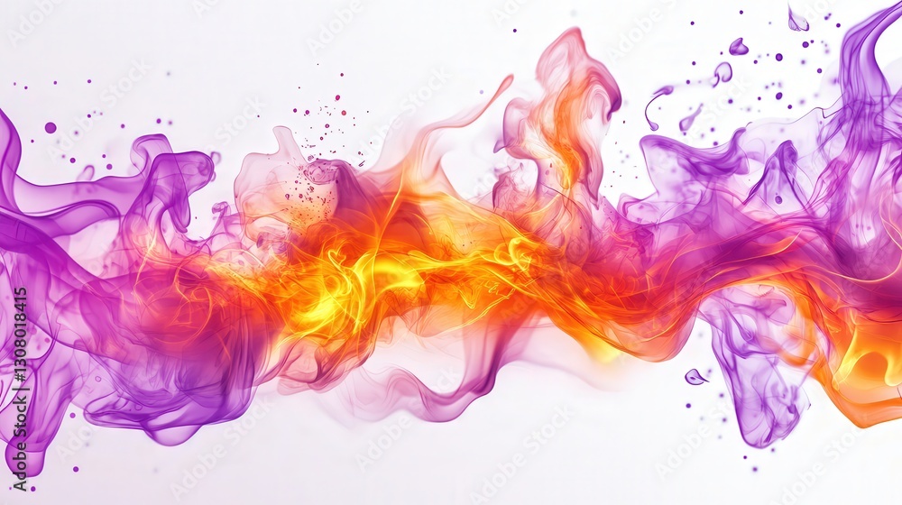 Poster vivid purple and orange flames, creating a captivating and dramatic visual effect with intense color