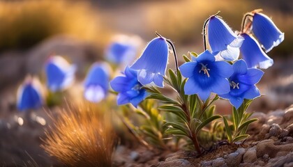 canterbury bells a small blue spring annual and biennial wildflower close up drought tolerant native plant