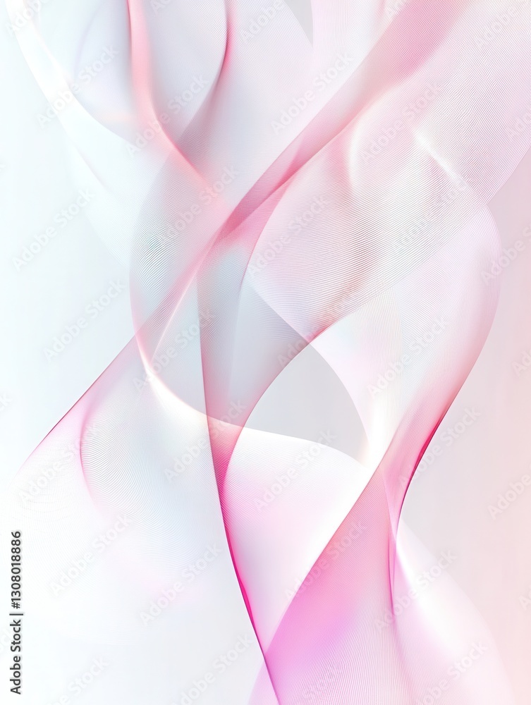 Poster Glowing neon lines create elegant trails across a white background in futuristic digital art design Generative AI