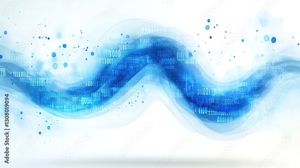 Poster abstract blue digital wave data flow background
