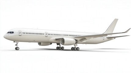 contemporary commercial airplane making a graceful landing, featuring the advanced design of the jet and its precise approach to the runway
