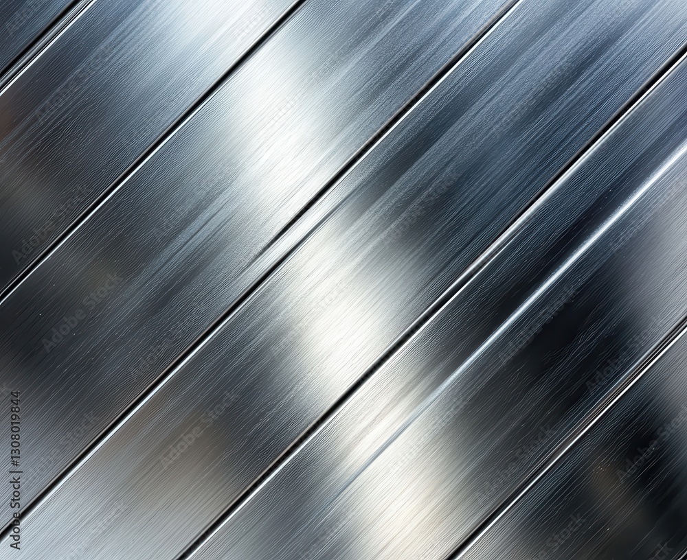 Poster textured close-up of brushed metal surface with diagonal lines and reflections in soft natural light
