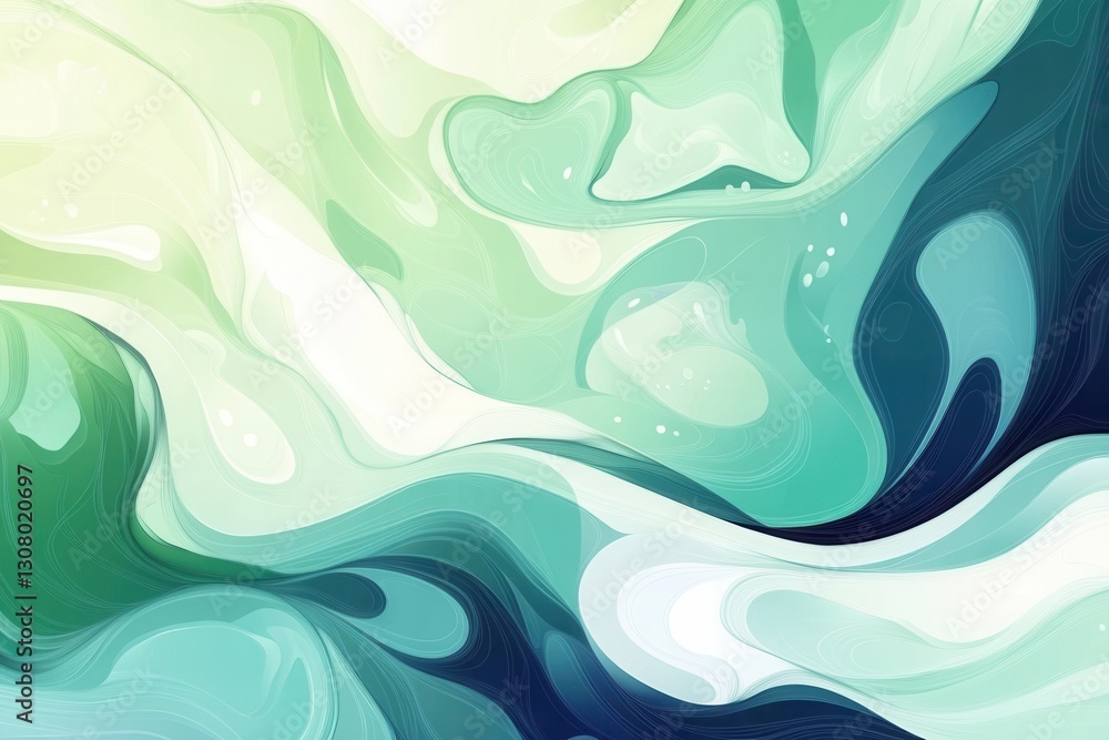 Aufkleber smooth flowing shapes create a calming atmosphere with pastel green and blue tones for relaxation an