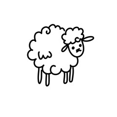 Funny white and black sheep animals doodle
