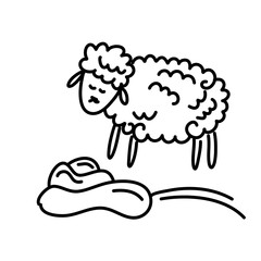 Funny white and black sheep animals doodle
