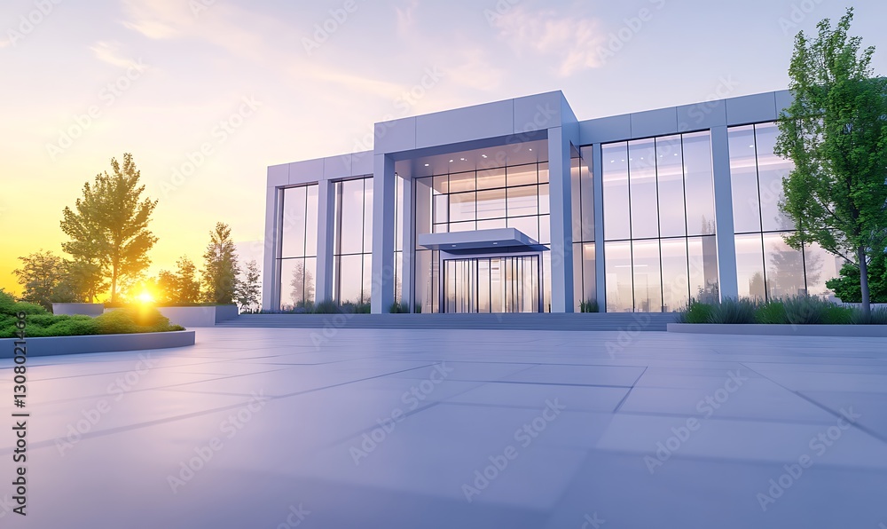 Poster futuristic banking institution concept image showcasing isolation and modernity.