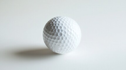 single white dimpled golf ball, reflecting its classic design and smooth, textured surface