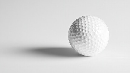 single white dimpled golf ball, reflecting its classic design and smooth, textured surface