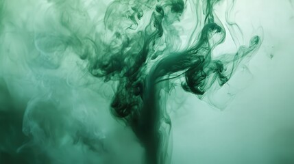 green smoke art swirling into flame shapes, capturing a sense of mystique and otherworldly beauty