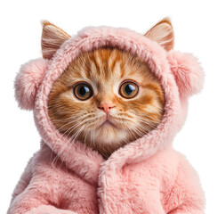 Adorable Kitten in Pink Hoodie: Cute Pet Fashion Portrait
