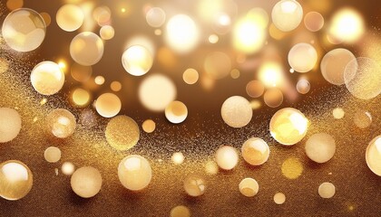 gold glitter champagne bubble background for 50th anniversary or christmas gliter