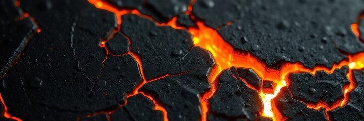 Cracked Volcanic Ground with Glowing Lava