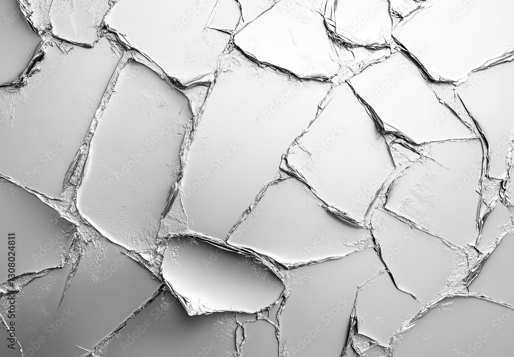 Poster textured silver surface with cracked patterns in high resolution for creative backgrounds and design