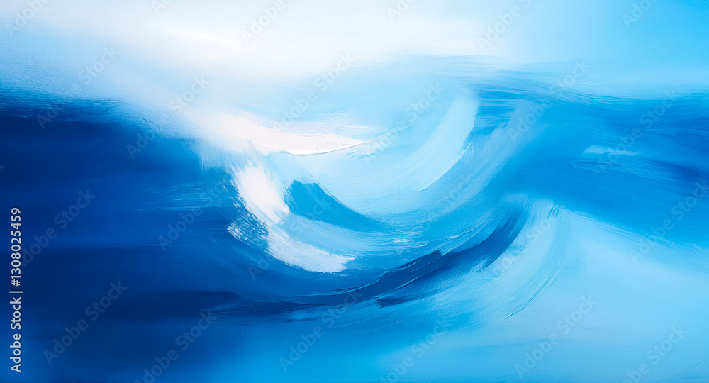 Canvas Prints an abstract artwork featuring swirling strokes of blue and white, creating a calming and fluid motio