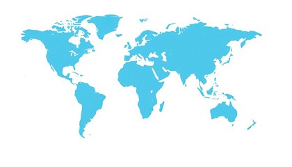 Fototapeta premium Low poly world map, blue triangles on white background, illustration, simple