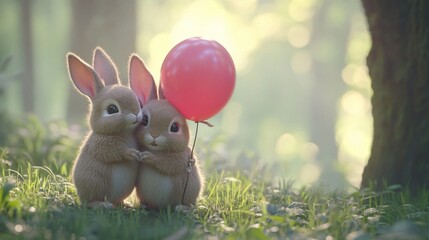 Cute rabbits celebrating Chinese New Year