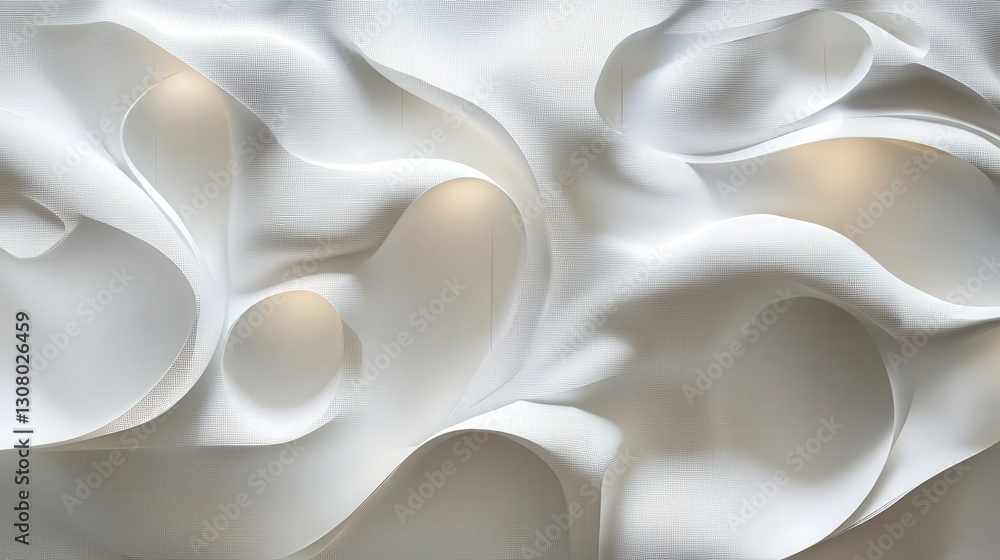 Poster white surface featuring innovative abstract shapes and light technology patterns