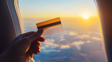 Transparent Credit Card Traveling by Airplane