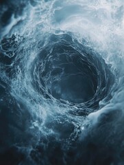Mesmerizing vortex of ocean current, swirling deep blue sea surface