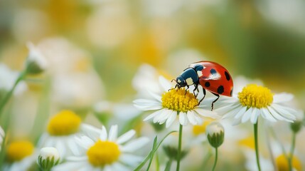 Ladybird on Camomile - Beautiful Nature