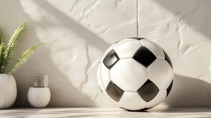 classic black and white soccer ball illustration, capturing its iconic design and classic panel arrangement