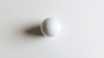 single white dimpled golf ball, showcasing the fine details of its texture and smooth finish